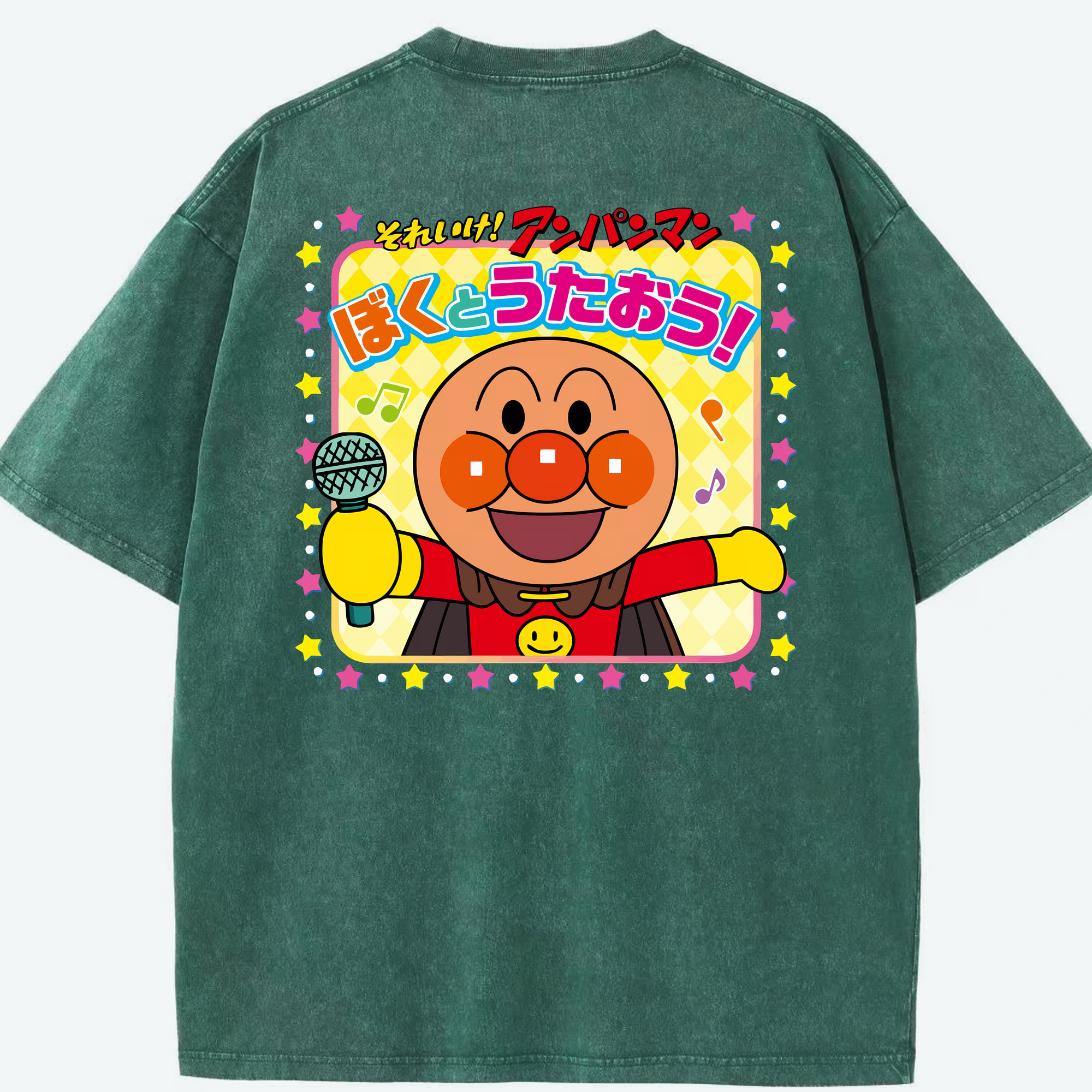 （画像用） アンパンマン Anpanman 綿100% ヴィンテージ風 半袖Tシャツ（背面プリント）